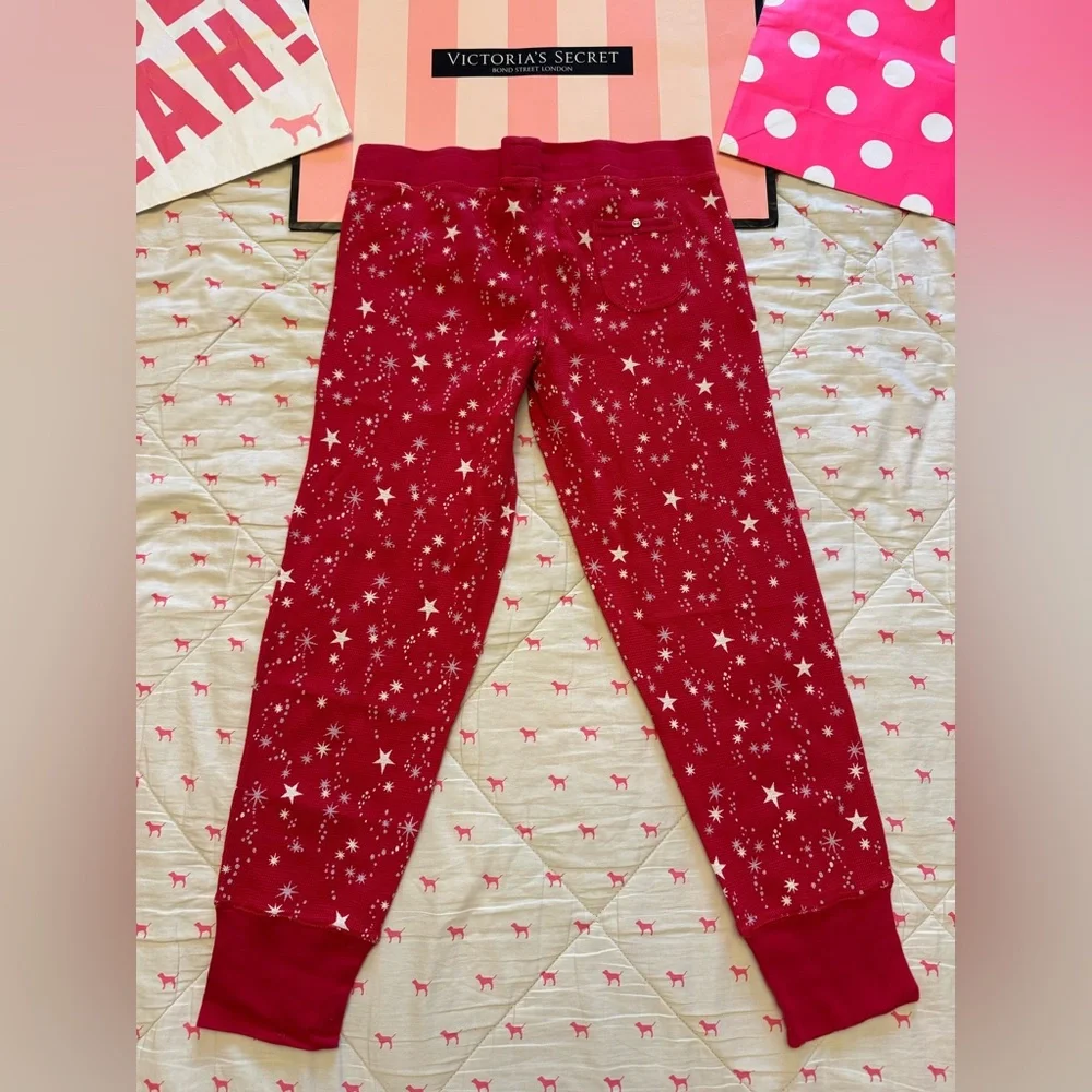VICTORIA’S SECRET VINTAGE Y2K THERMAL PJ PAJAMA SET HENLEY RED STARS RARE NWT M - Picture 11 of 11